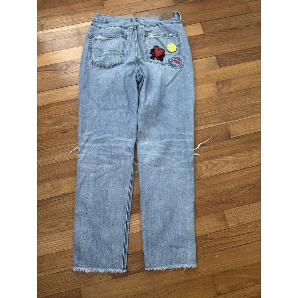 American Eagle Keith Haring Distressed Mom Denim Jeans Women 's Size 6 - Picture 8 of 9